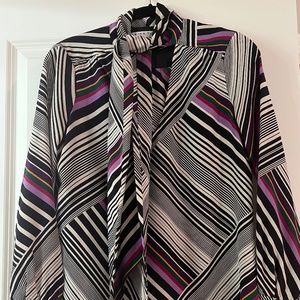 Trina Turk Demming Printed Tie-Neck Blouse